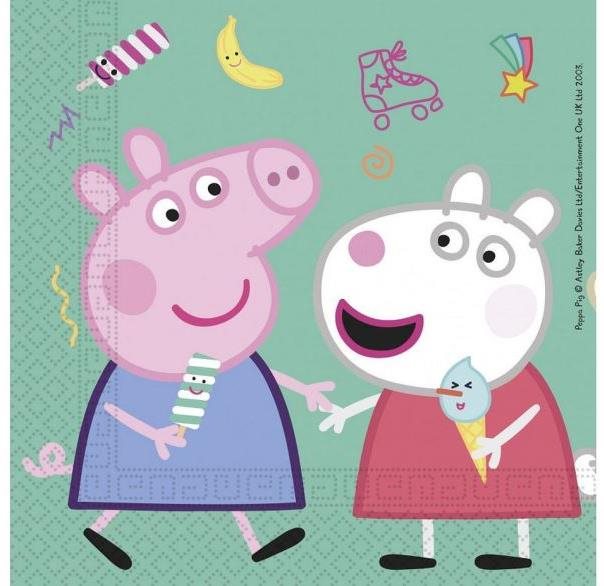 Papierové obrúsky prasiatko Peppa „Peppa pig", 33 × 33 cm, 20 ks...