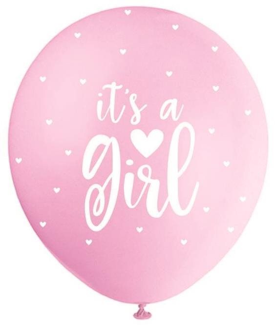 Balóniky latexové - "it's a girl" - dievča - ružovo-biele - 5 ks -...
