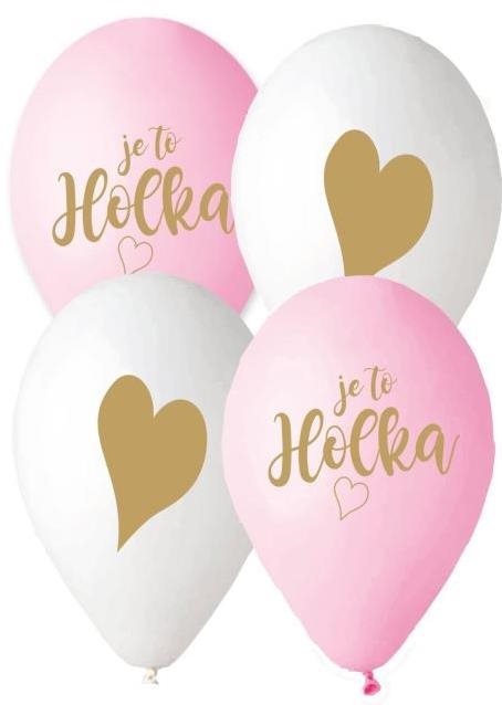 Balónik s českou potlačou je to dievča! – ružová a biela – 30 cm –...