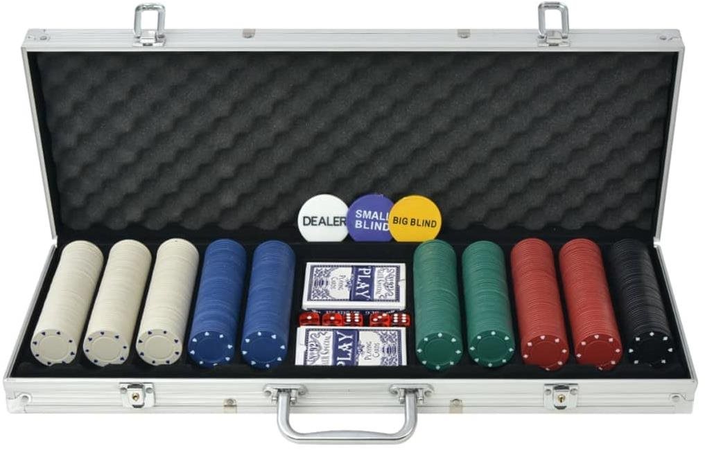 vidaXL Poker sada s 500 žetónmi z hliníka Kartová hra