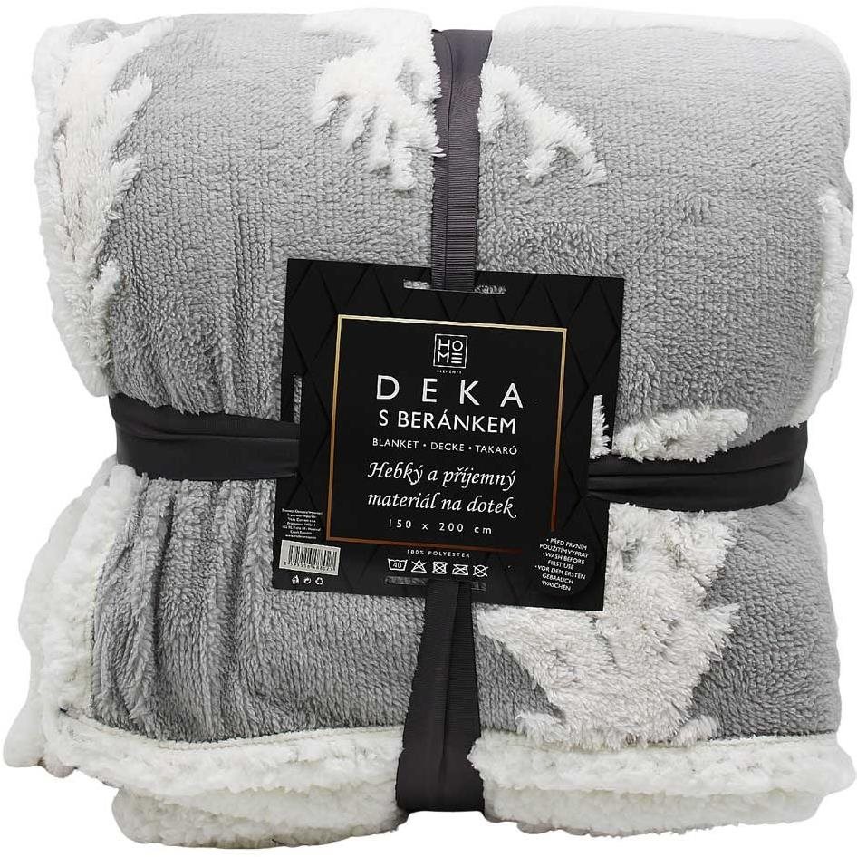 Home Elements Deka s beránkem, jacquard zimní vzor, světle šedá Deka