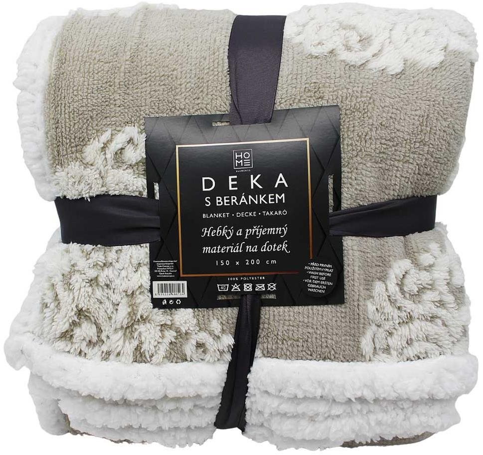 Home Elements Deka s barančekom, jacquard vzor Kvety, svetlosivá Deka