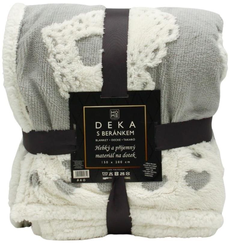 Home Elements Deka s beránkem, jacquard vzor Srdce, šedá Deka