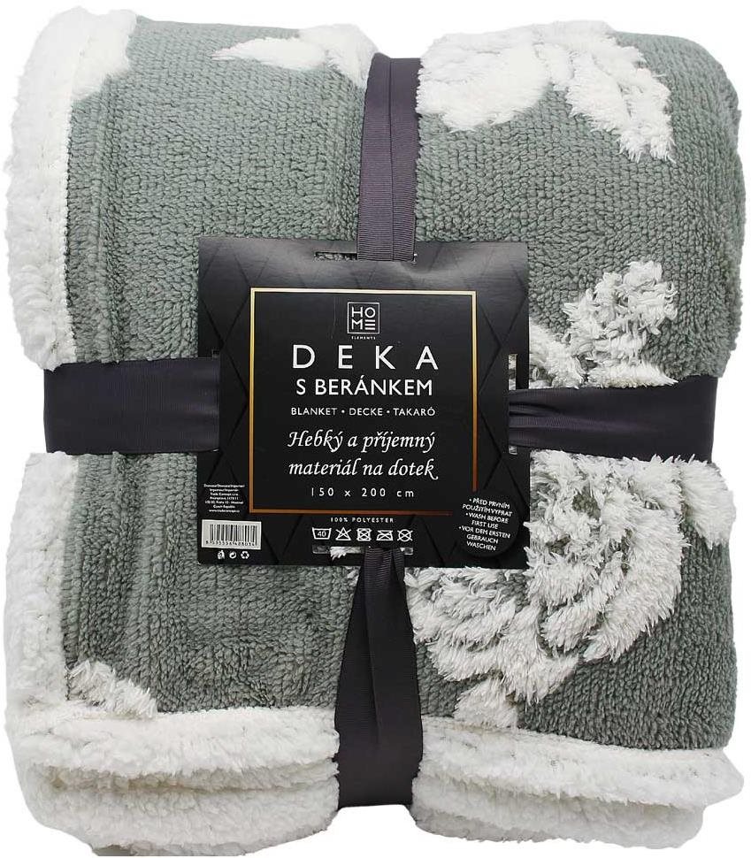 Home Elements Deka s barančekom, jacquard vzor Ruža, zeleno-sivá Deka