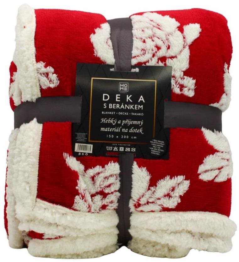 Home Elements Deka s barančekom, jacquard vzor Ruže, červená Deka