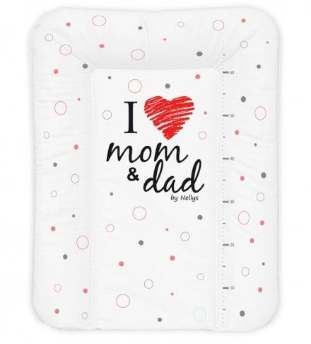 Baby Nellys Přebalovací podložka měkká I Love bílá - červená 50 ×...
