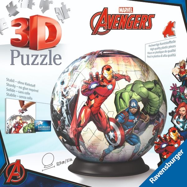 Ravensburger 3D Puzzle 114962 Puzzle-Ball Marvel: Avengers 72 Teile...