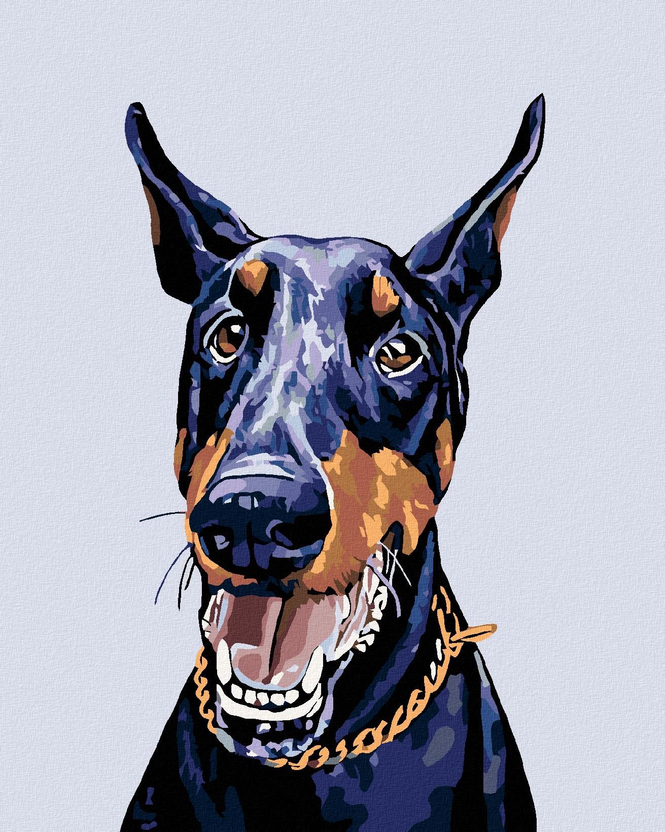 Diamondi – DOBERMAN, 40 × 50 cm, vypnuté plátno na rám Diamantové...