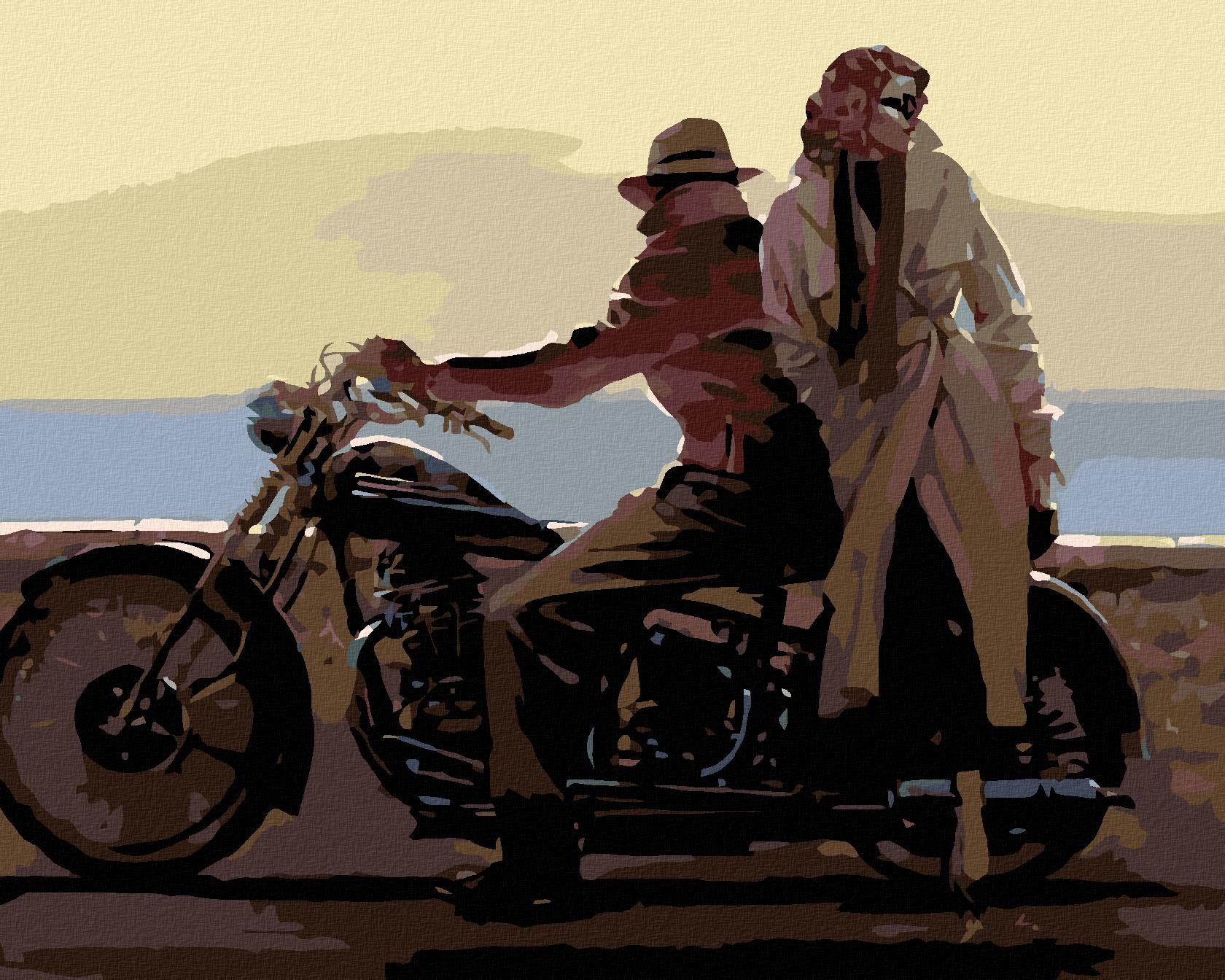 Diamondi – MILENCI NA MOTORKE, 40 × 50 cm, bez rámu a bez napnutia...