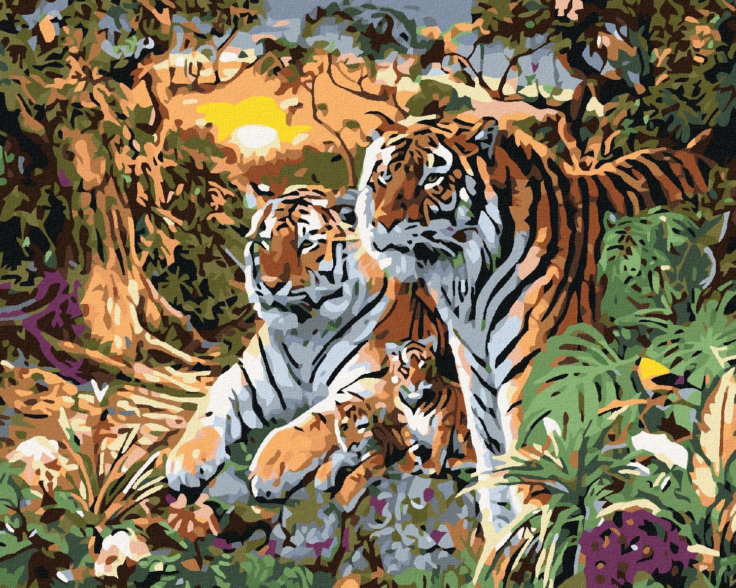 Diamondi – Diamantové maľovanie – TIGER S MLÁĎATAMI, 40 × 50 cm,...