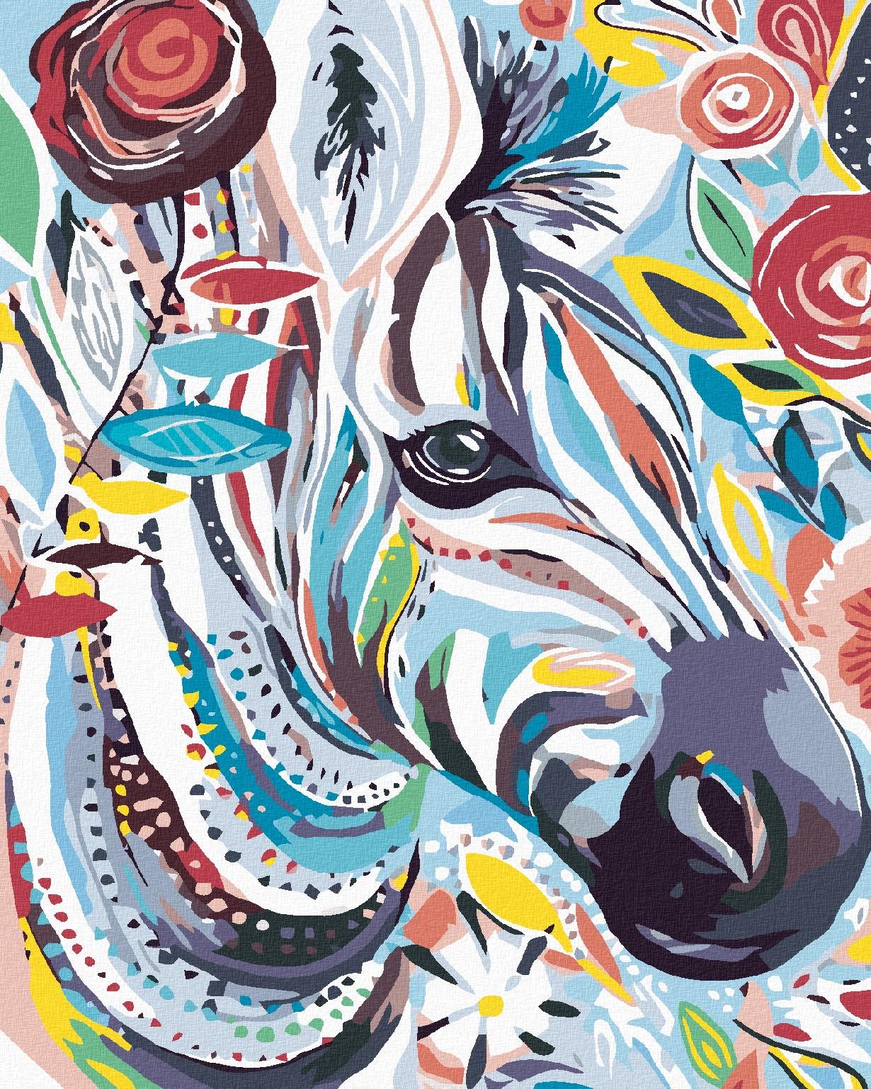 Diamondi – KVETINOVÁ ZEBRA, 40 × 50 cm, napnuté plátno na rám...