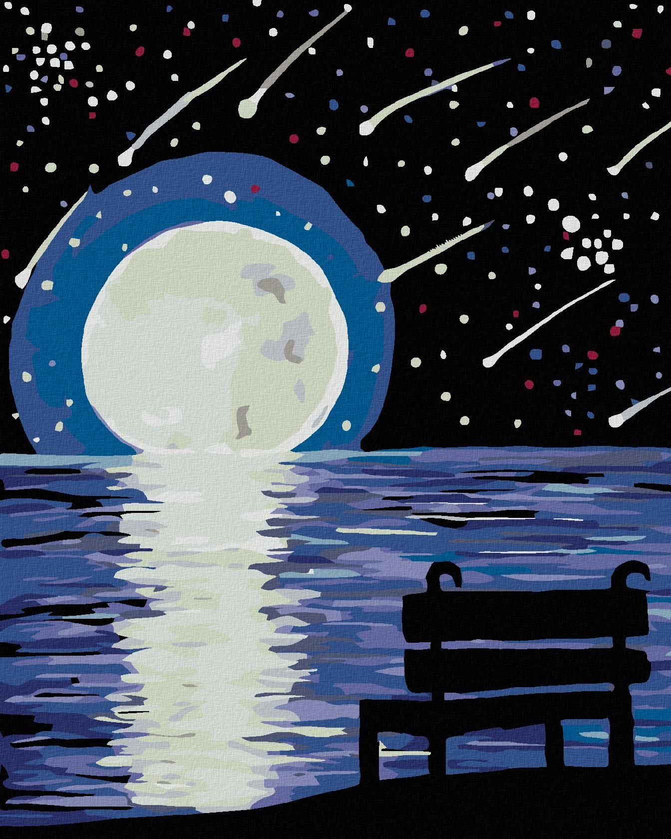 Diamondi – LAVIČKA MESIAC A PERSEIDY, 40 × 50 cm, bez rámu a bez...