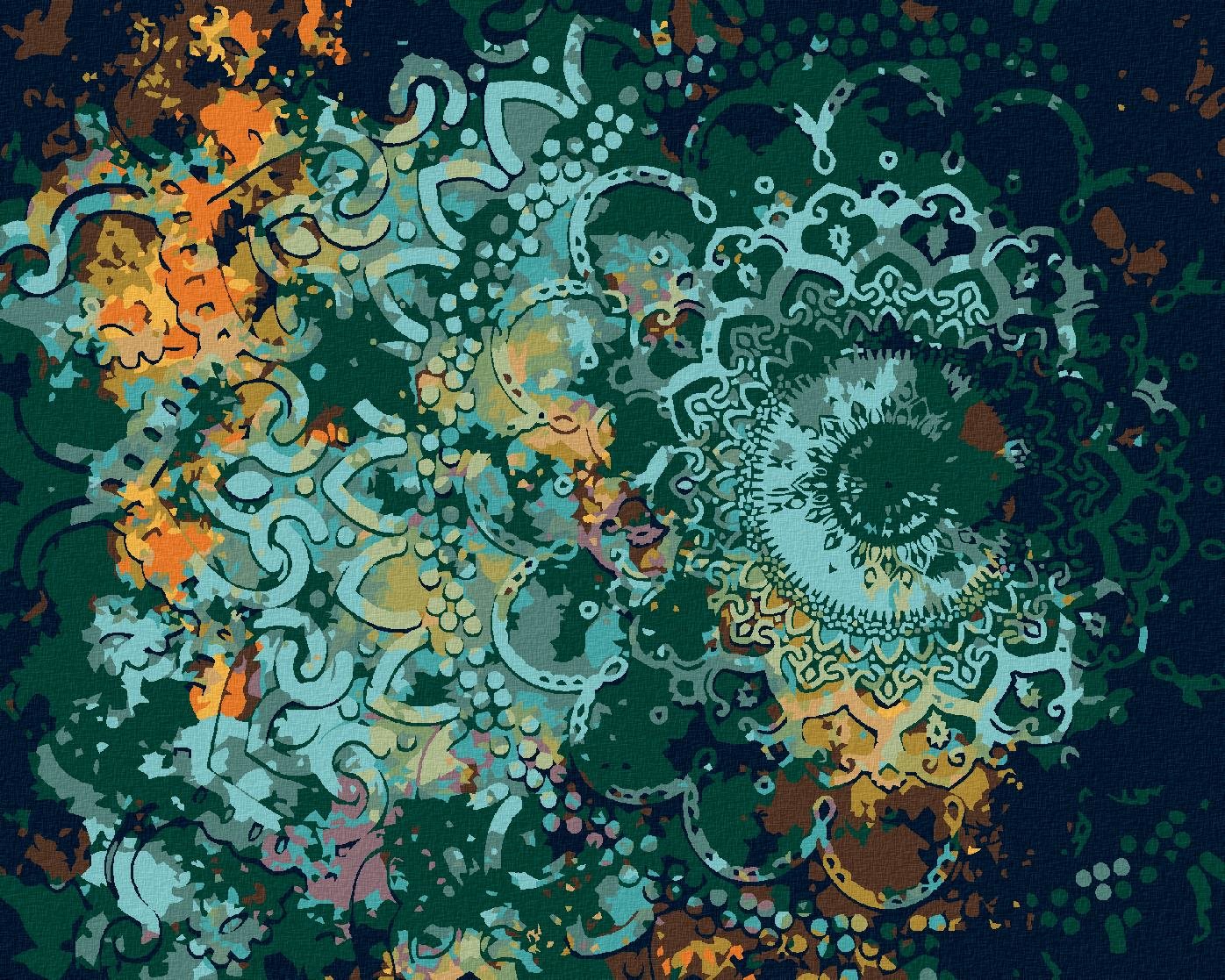 Diamondi - ABSTRAKTNÍ MANDALA, 40x50 cm, vypnuté plátno na rám...