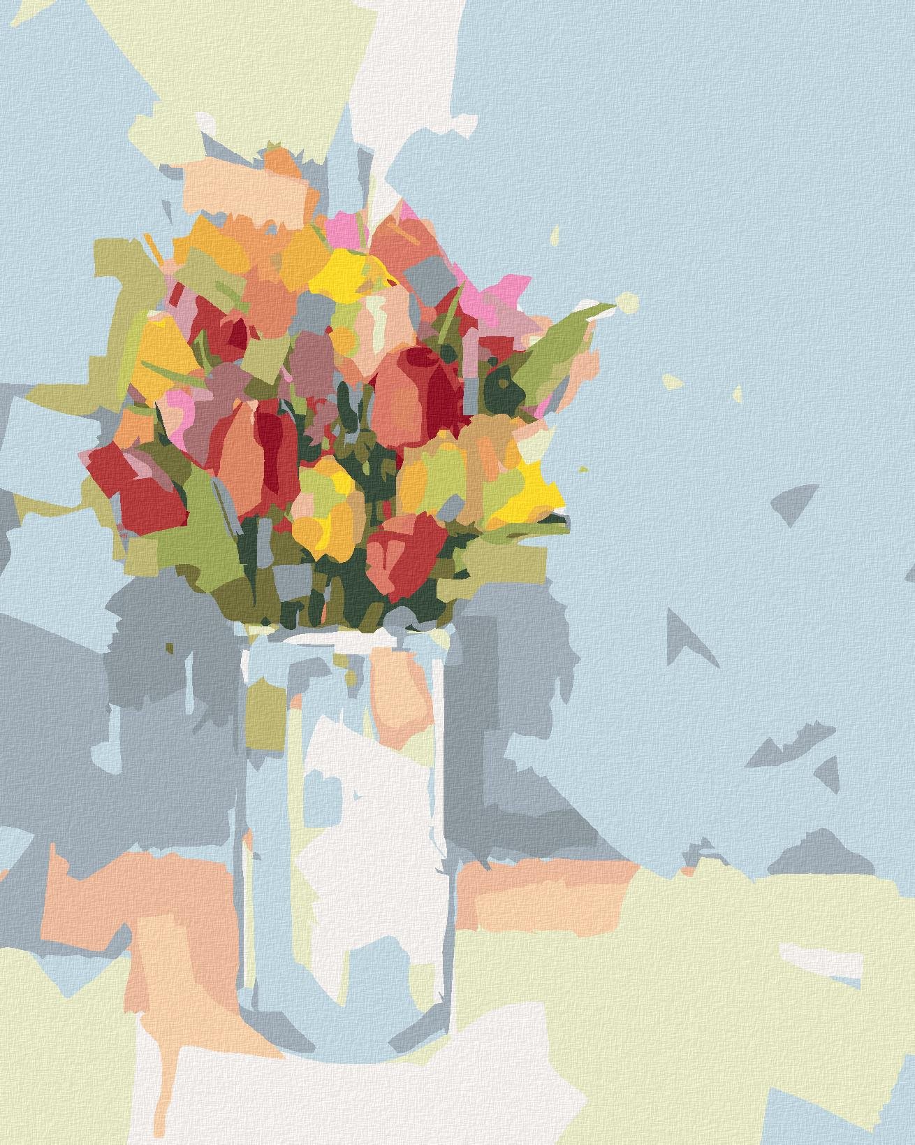 Diamondi – TULIPÁNY V BIELEJ VÁZE, 40 × 50 cm, napnuté plátno na...