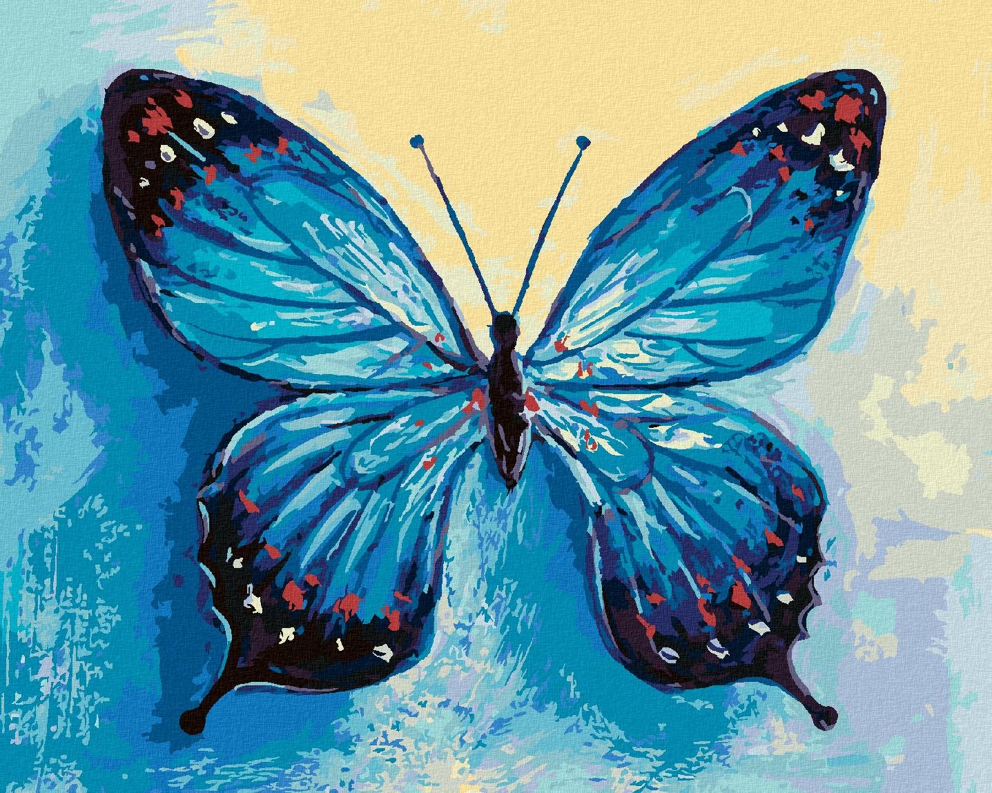 Diamondi – Diamantové maľovanie – MODRÝ MOTÝĽ, 40 × 50 cm, vypnuté...