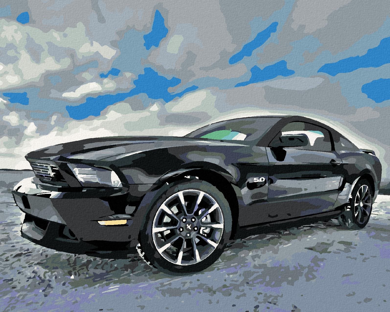 Diamondi – Diamantové maľovanie – ŠPORTOVÉ ČIERNE AUTO, 40 × 50 cm,...