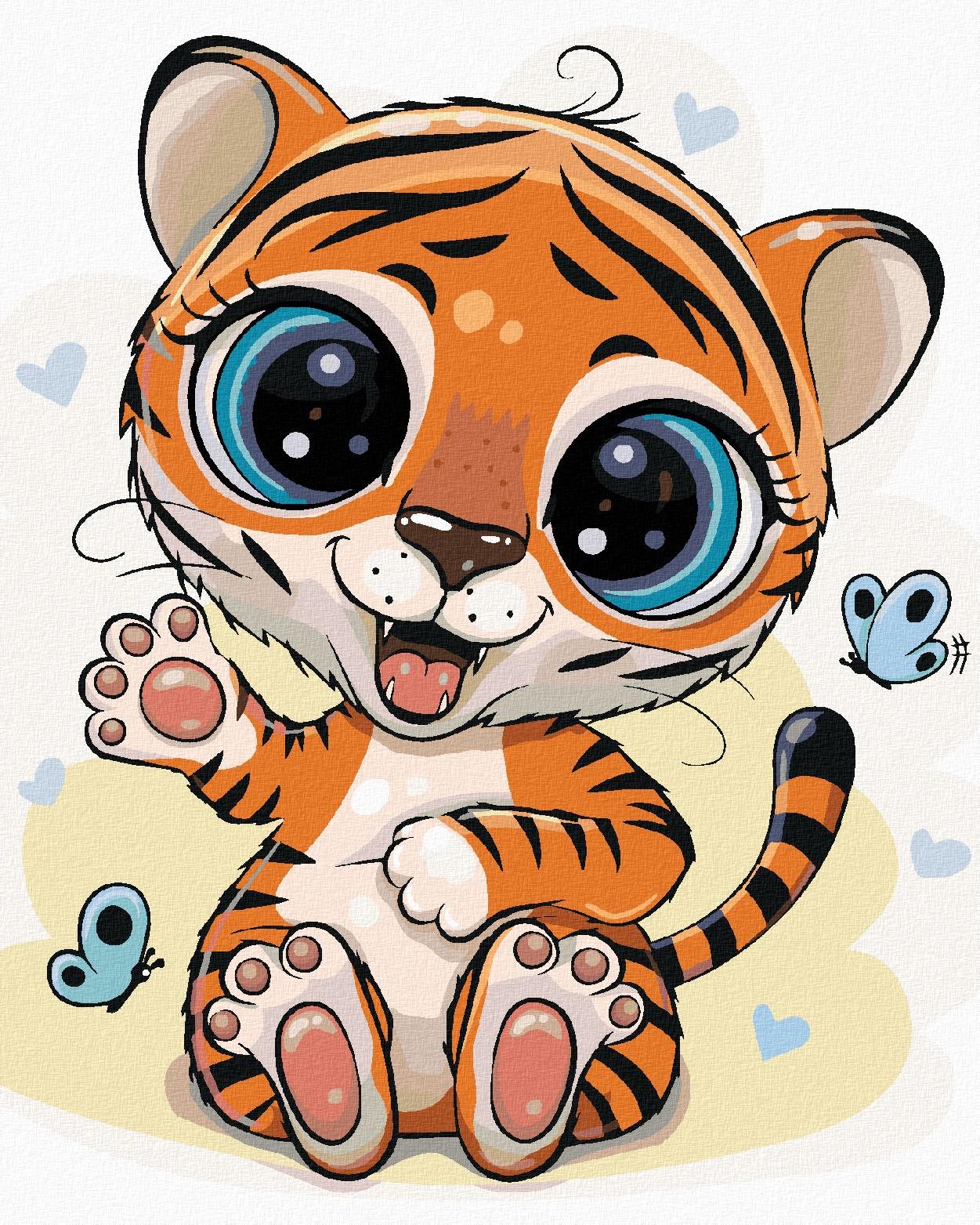Diamondi – Diamantové maľovanie – MALÝ TIGER S MOTÝĽMI, 40 × 50 cm,...