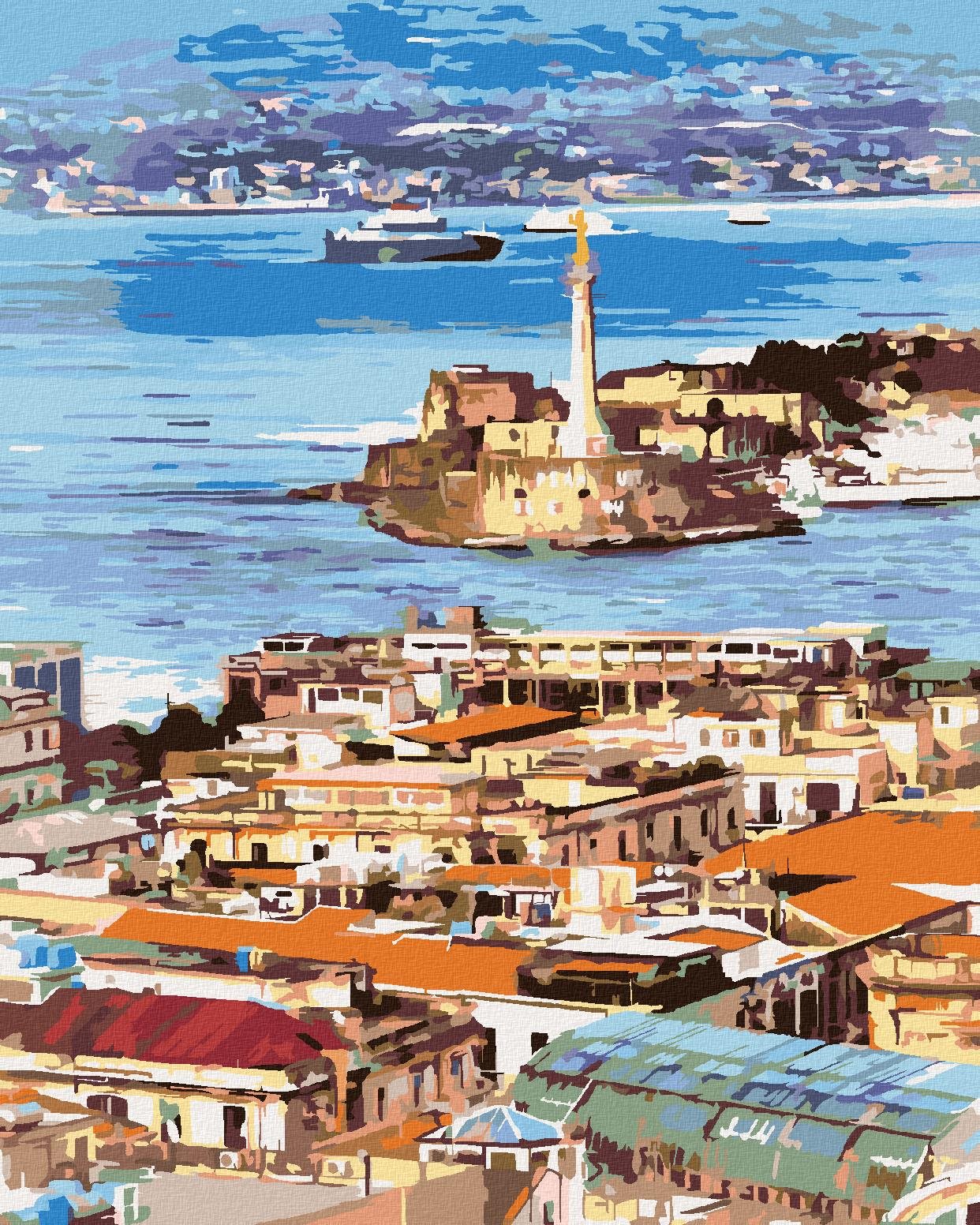 Diamondi – Diamantové maľovanie – PANORÁMA MESTA MESSINA, 40 × 50...