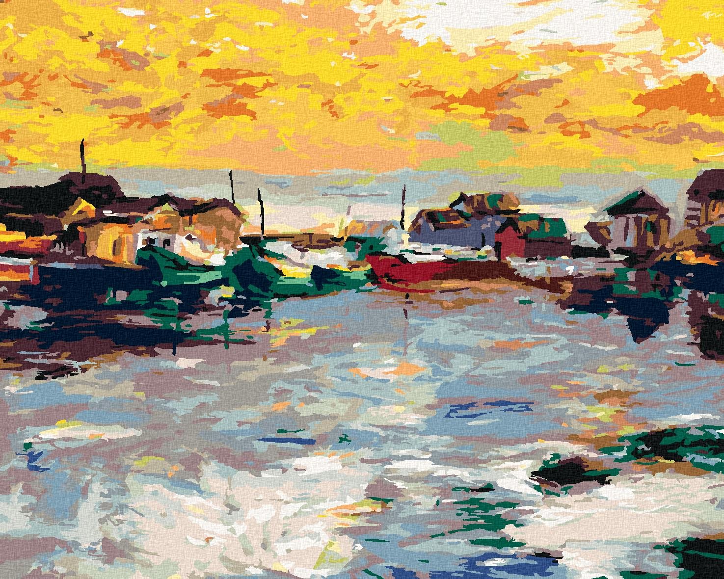 Diamondi – RYBÁRSKA DEDINKA, 40 × 50 cm, napnuté plátno na ráme...