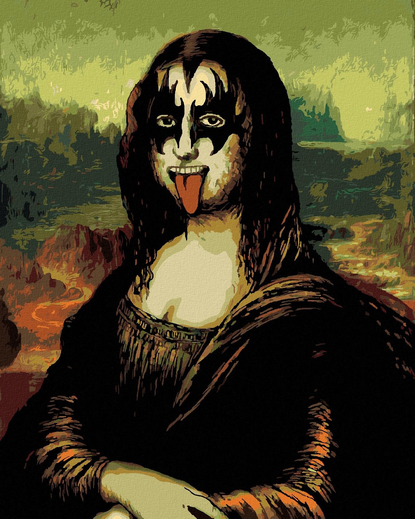Diamondi – MONA LÍZA AKO ROCKOVÁ HVIEZDA, 40 × 50 cm, bez rámu a...
