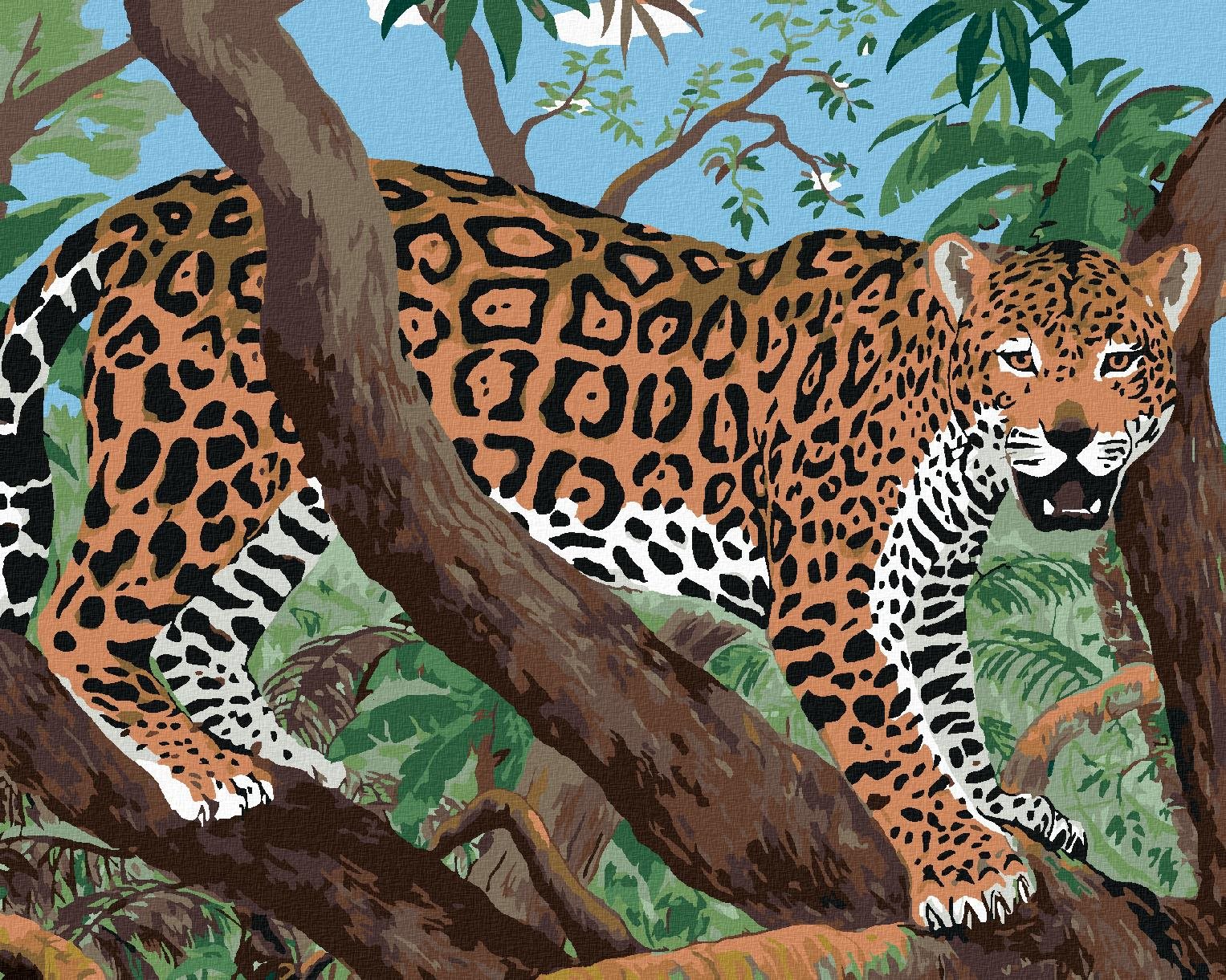 Diamondi – JAGUÁR NA KONÁRI, 40 × 50 cm, napnuté plátno na rám...