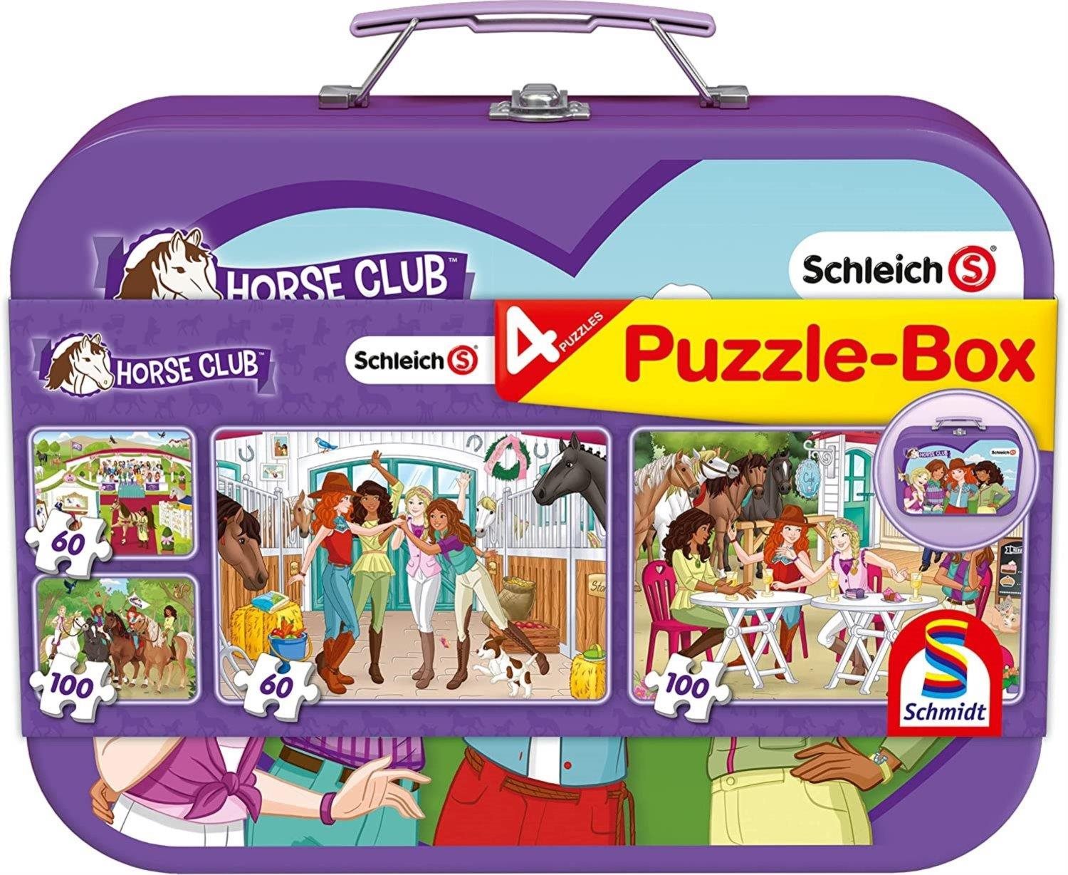 Schmidt Puzzle Schleich Horse Club 4 v 1 v plechovém kufříku (60,...