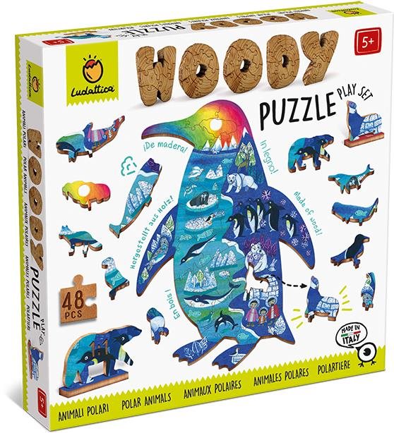 Ludattica Woody Polárne Zvieratká, drevené puzzle, 48 dielikov...