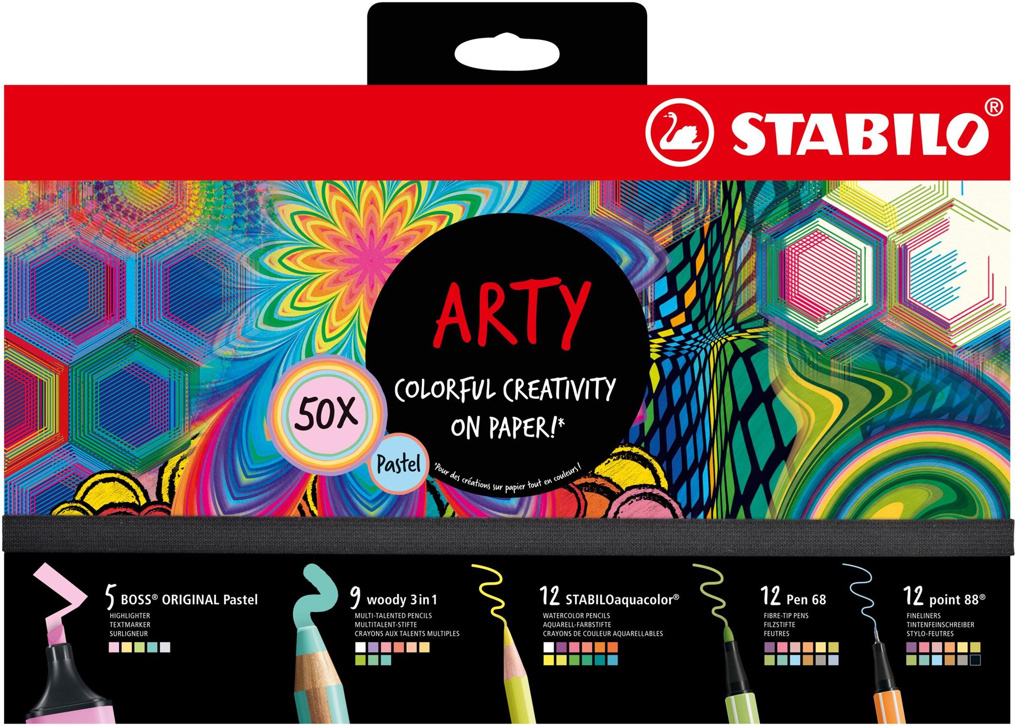 STABILO ARTY – 50 ks – zvýrazňovače, pastelky, jemné linery a...