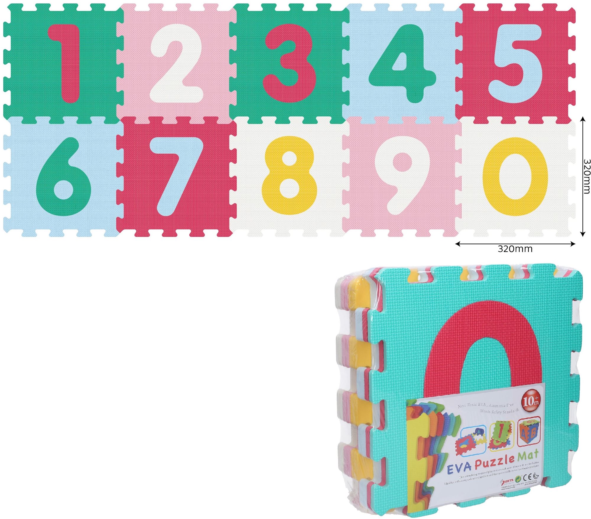Wiky Mäkké bloky číslice 10 ks, 32 cm Penové puzzle