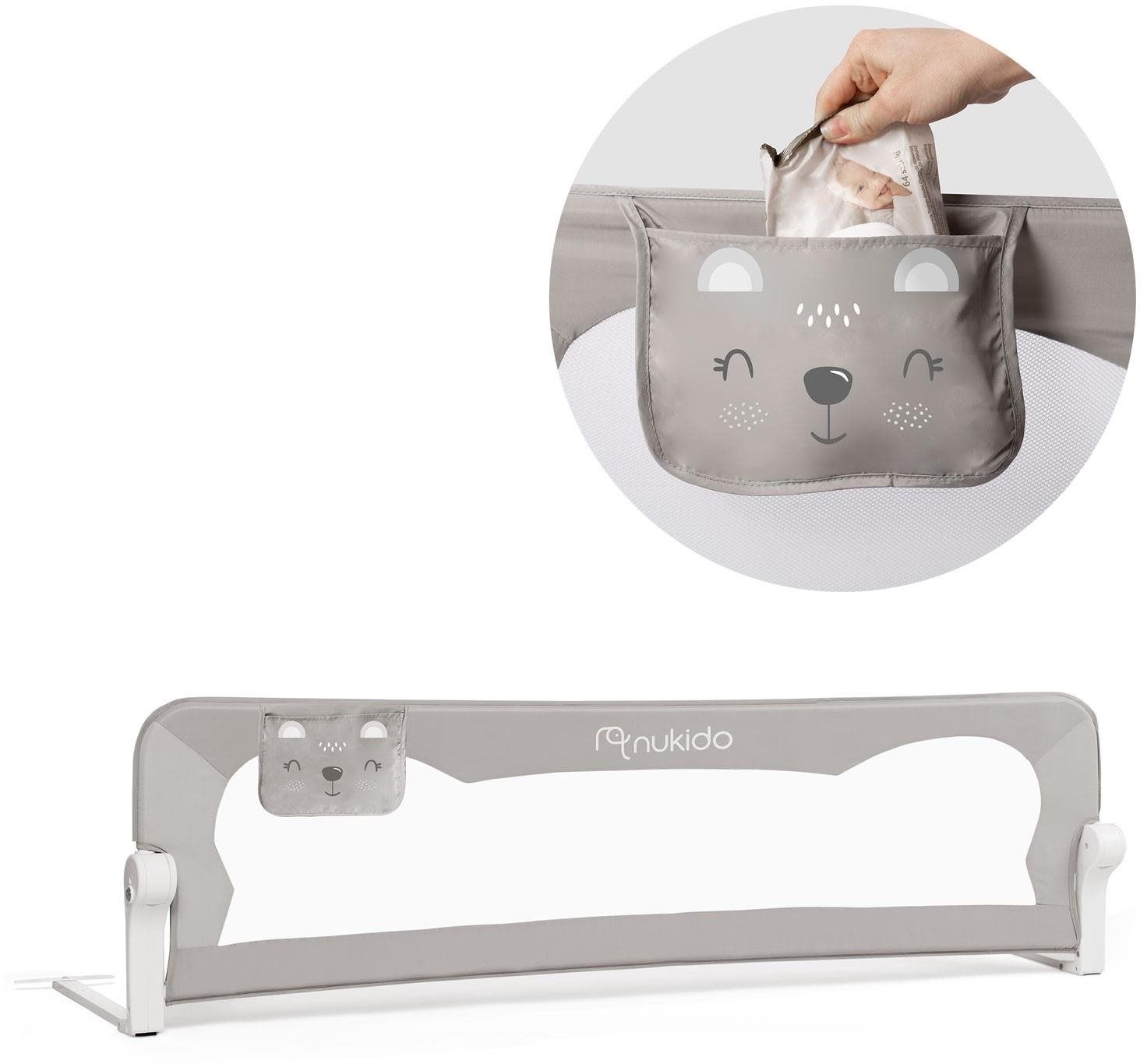 Nukido Bezpečnostný poťah na posteľ 150 × 42 × 35 cm sivý Detská...