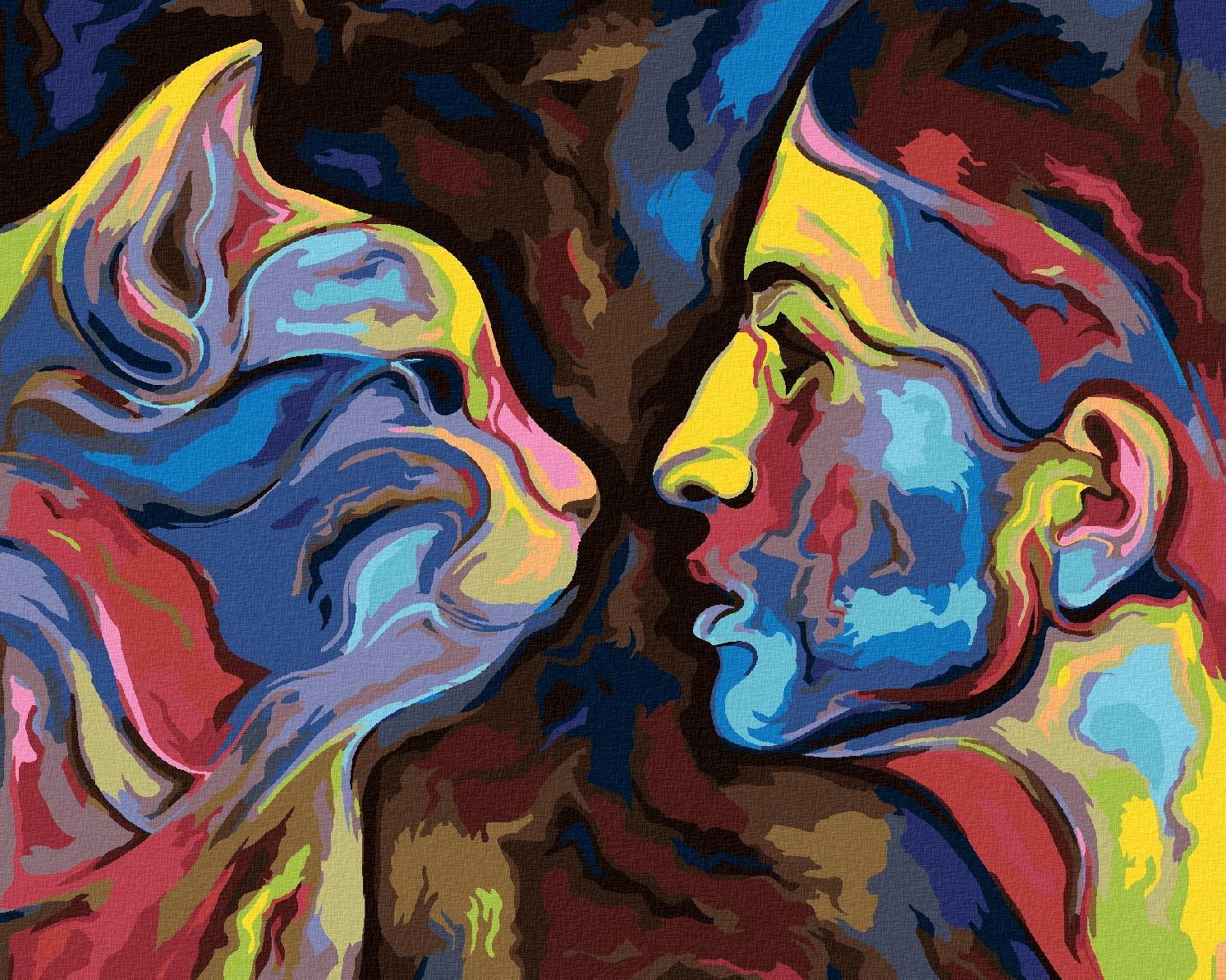 Abstrakce ženy a kočky, 80×100 cm, vypnuté plátno na rám Malování...