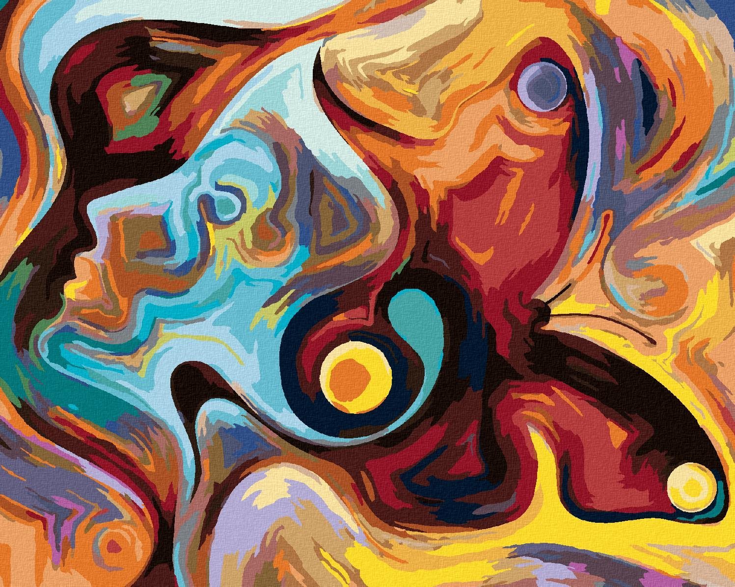 Abstraktní žena symbolující emoce a život, 80×100 cm, bez rámu a...