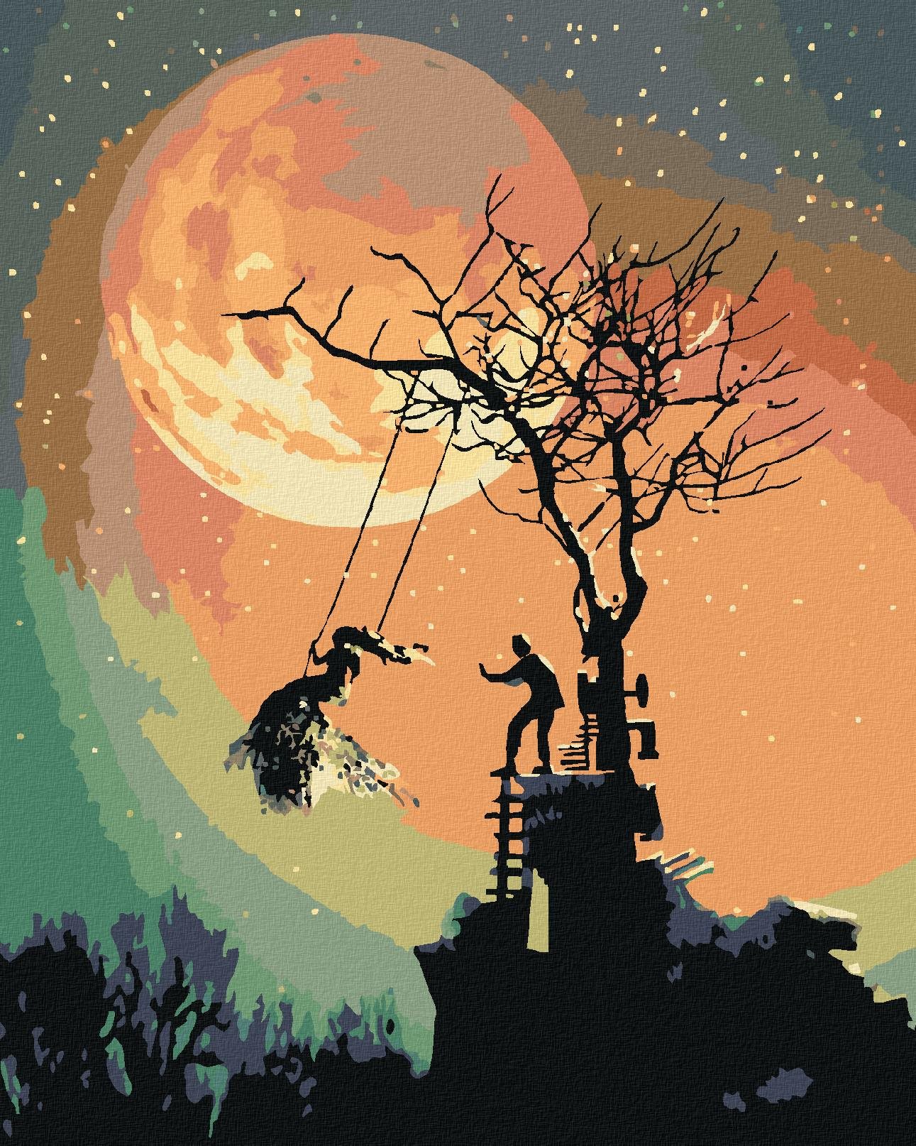 Halloween a spln, 40 × 50 cm, napnuté plátno na ráme Maľovanie...