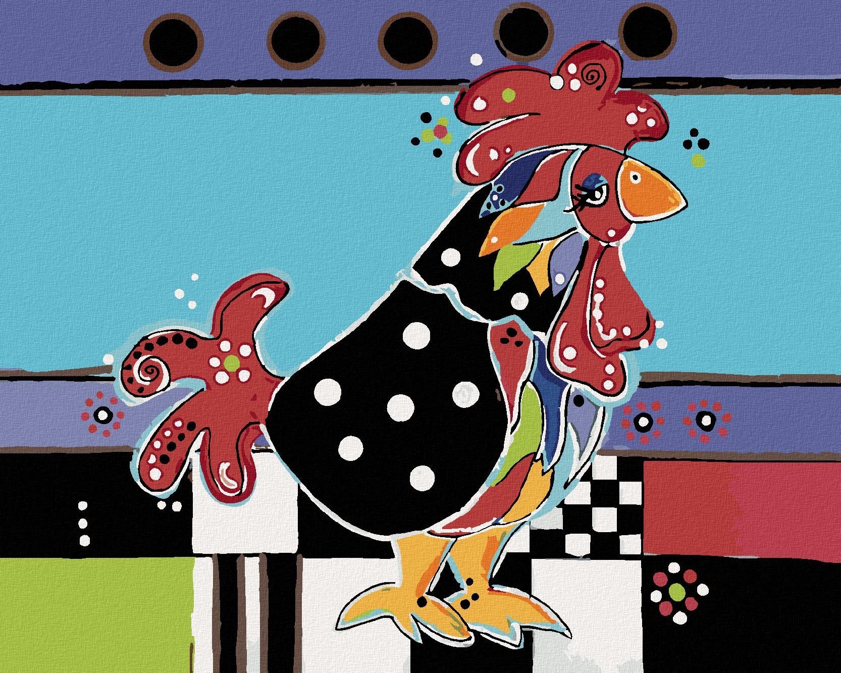 Kohút (Jonna James), 80 × 100 cm, plátno napnuté na rám Maľovanie...