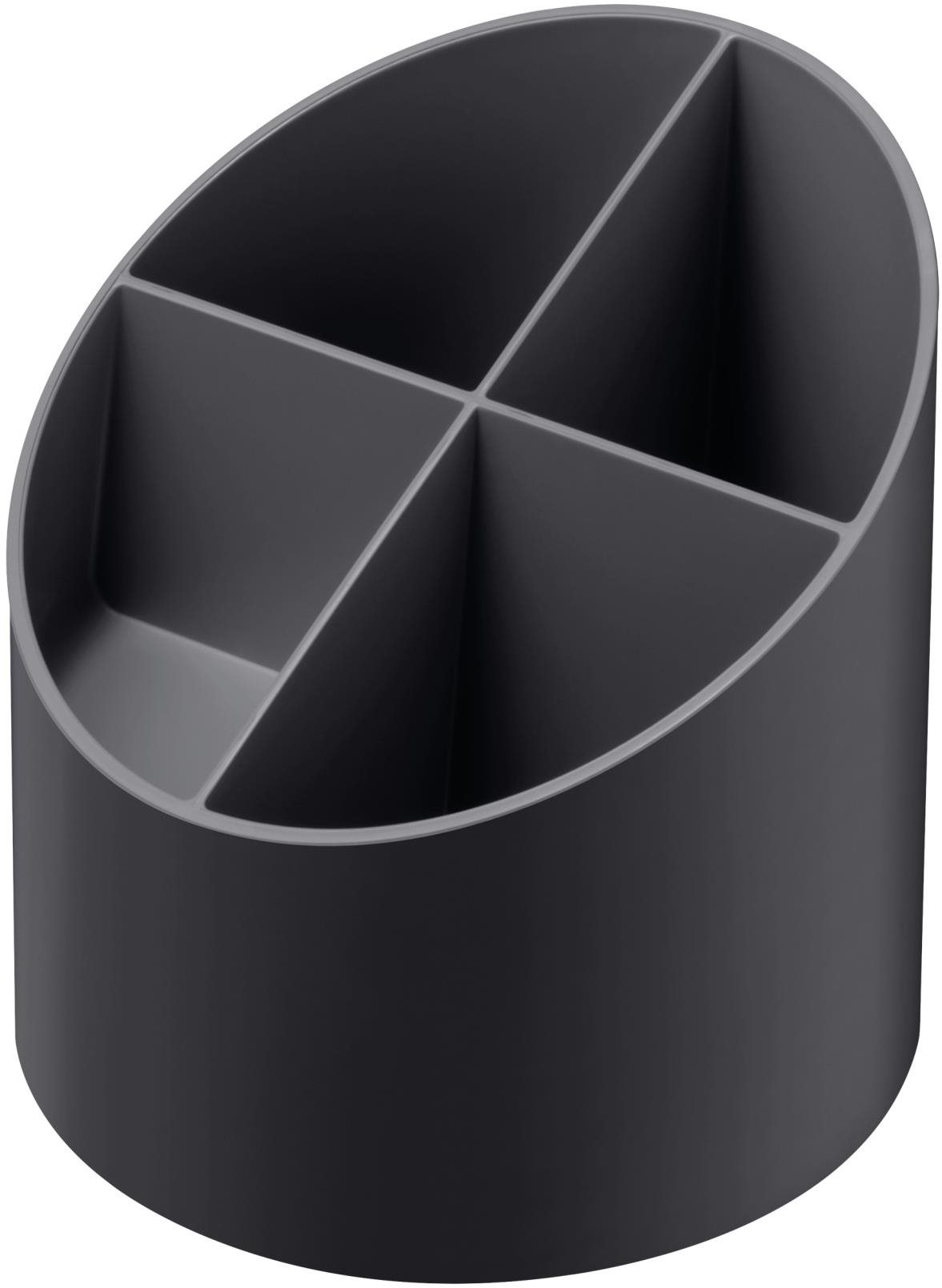 HERLITZ okrúhly, 4 priehradky, antracitový Stojanček na perá