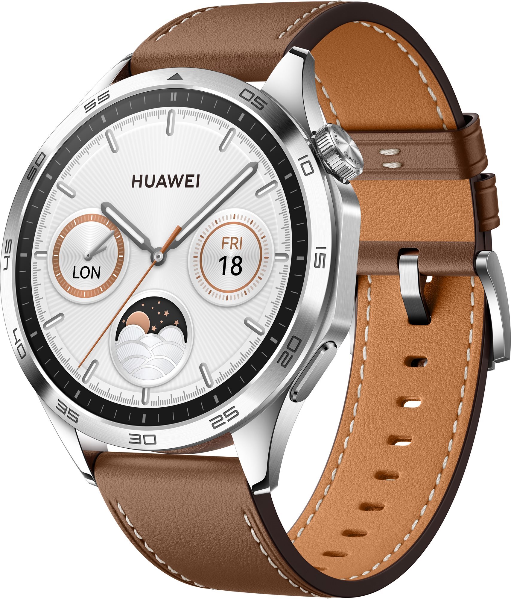 Huawei Watch GT 4 46 mm Brown Leather Strap Smart hodinky
