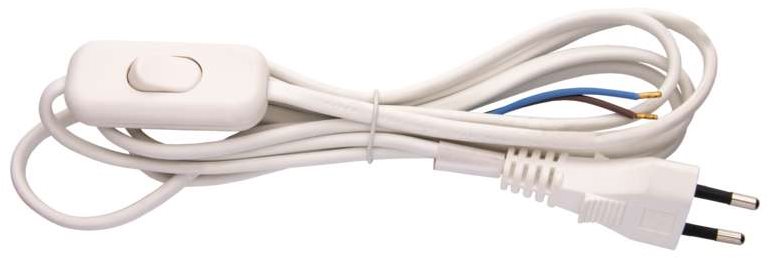 EMOS Flexo Cordon PVC 2×0,75mm2 avec interrupteur, 2m, blanc Câble...