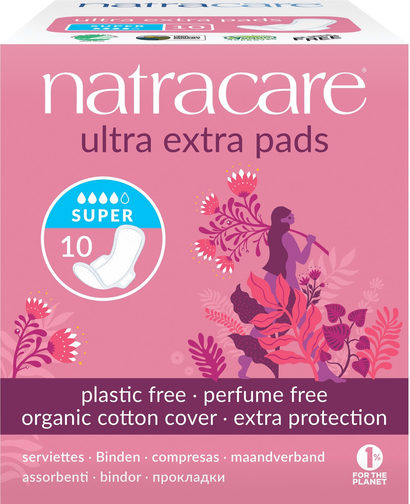 NATRACARE Ultra extra SUPER s krídelkami 10 ks Menštruačné vložky