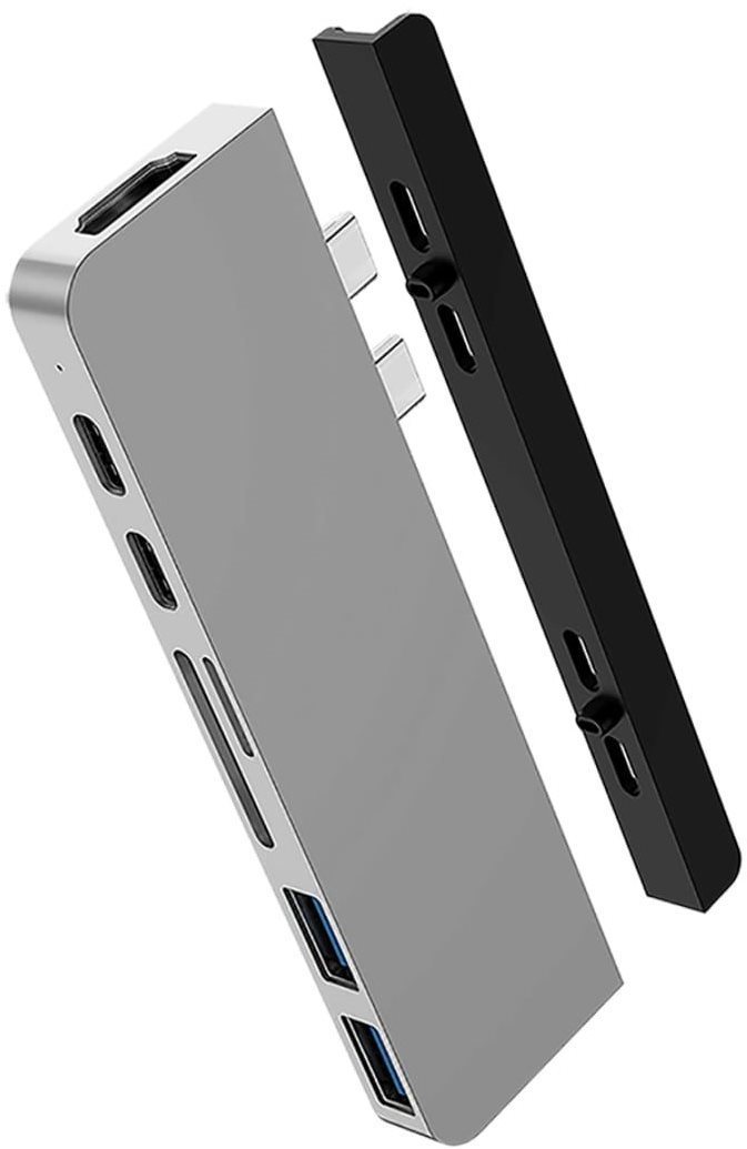 HyperDrive DUO 7 in 2 USB-C Hub for MacBook Pro / Air, Silver Port...