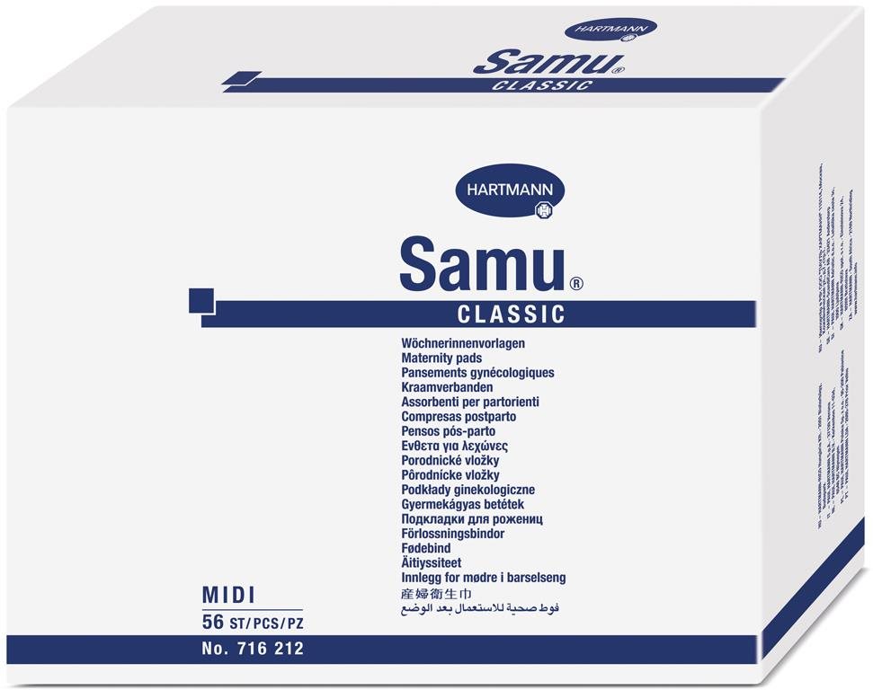 SAMU Classic Midi pôrodnícke vložky, 56 ks Popôrodné vložky