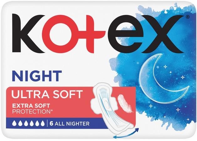 KOTEX Ultra Soft Night 6 db Egészségügyi betét