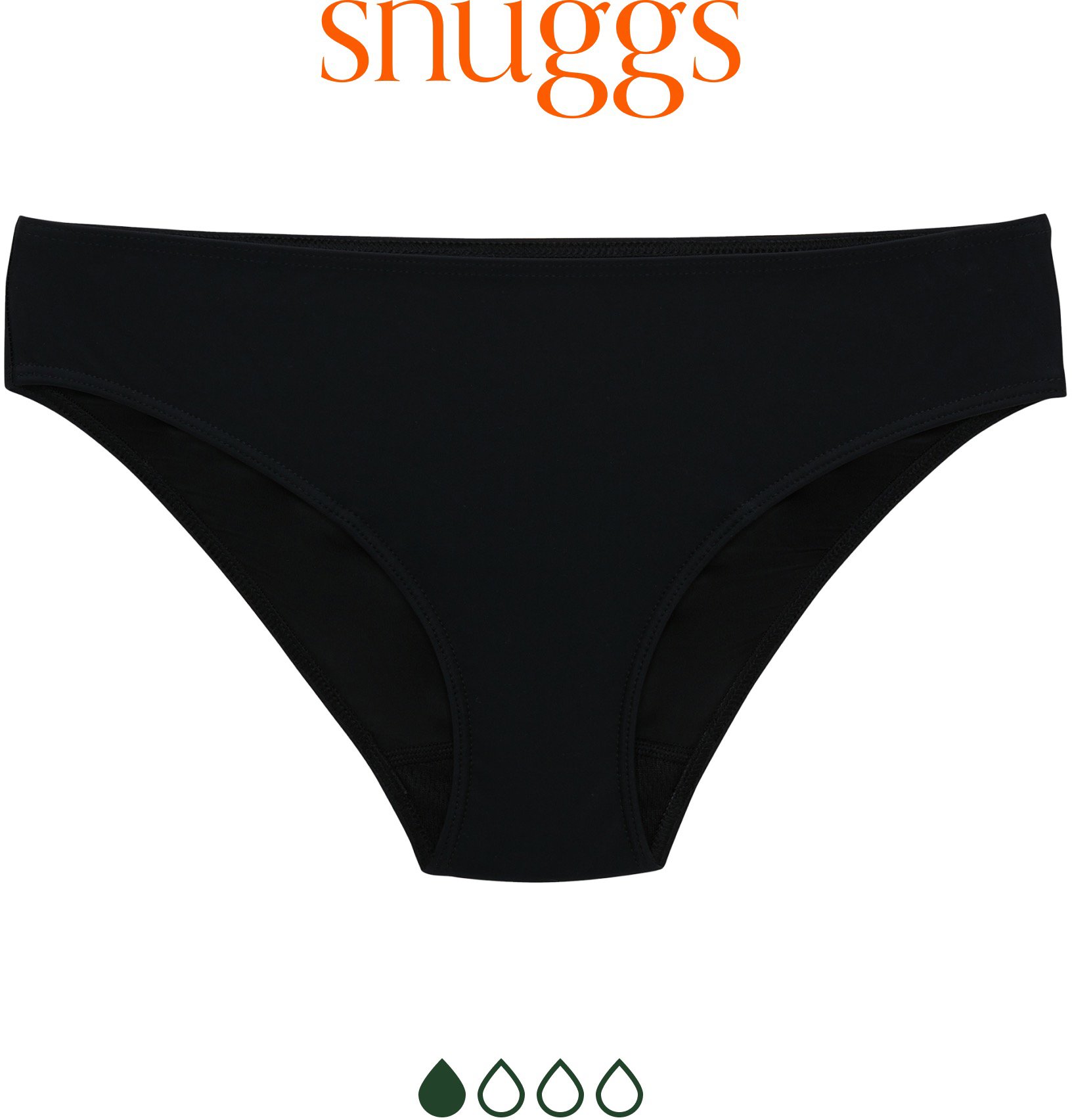 SNUGGS menstruációs fürdőruha, fekete, L méret Menstruációs bugyi