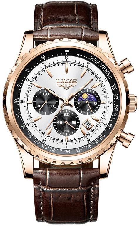 Lige Man 8989-10 rose gold silver Pánske hodinky