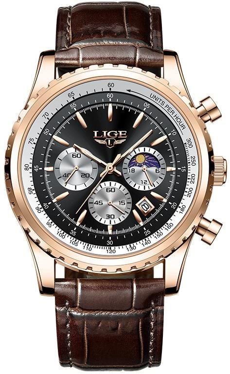 Lige Man 8989-12 rose gold black Pánske hodinky
