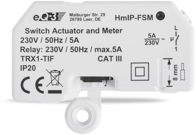 Homematic IP + mérő - 5A, rejtett beépítés - HmIP-FSM Kapcsoló