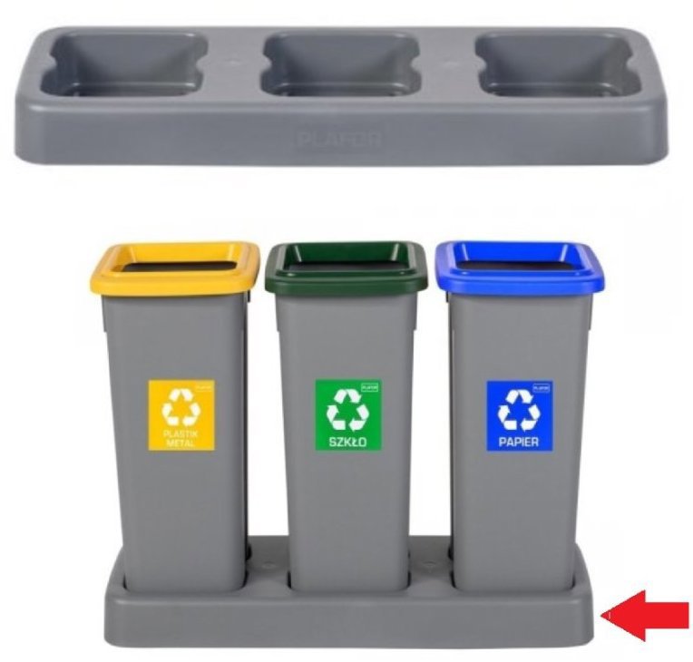 Igotrend, 823002 Podstavec UH FIT BIN 3× 20 l sivý Odpadkový kôš