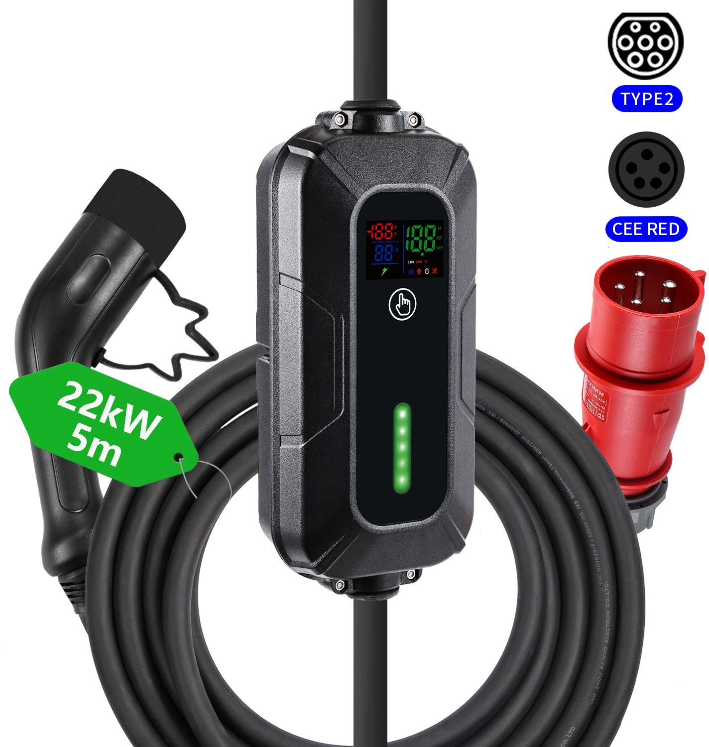 IMMAX úti töltőállomás elektromos autókhoz EV/PHEV AC Type 2 22 kW...