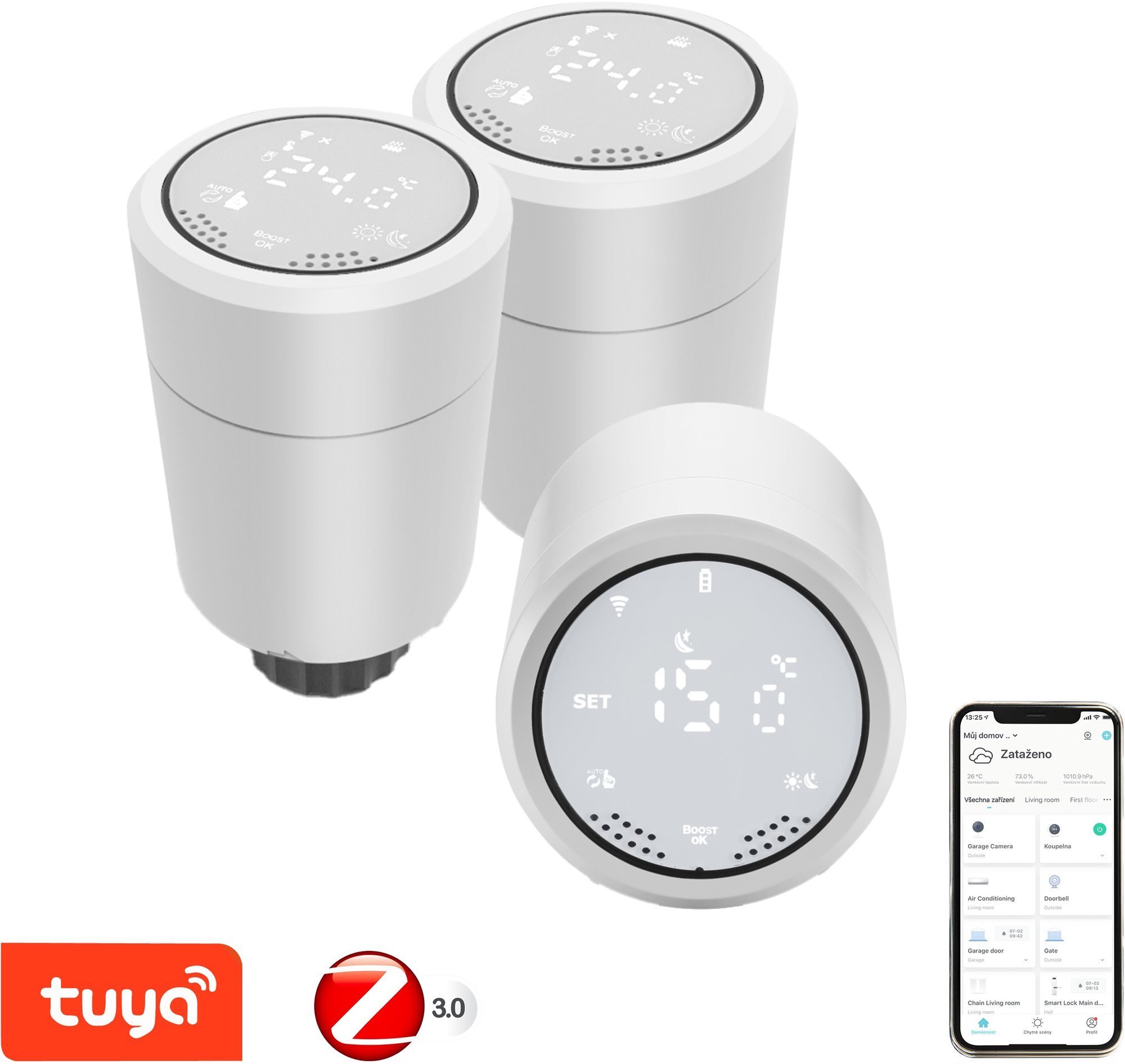 3× Immax NEO Smart Termostatická hlavica Zigbee Termostatická hlavica