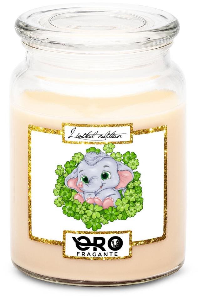 IMPAR Svíčka s vůní vanilky - Slůně a čtyřlístky 500 g Svíčka