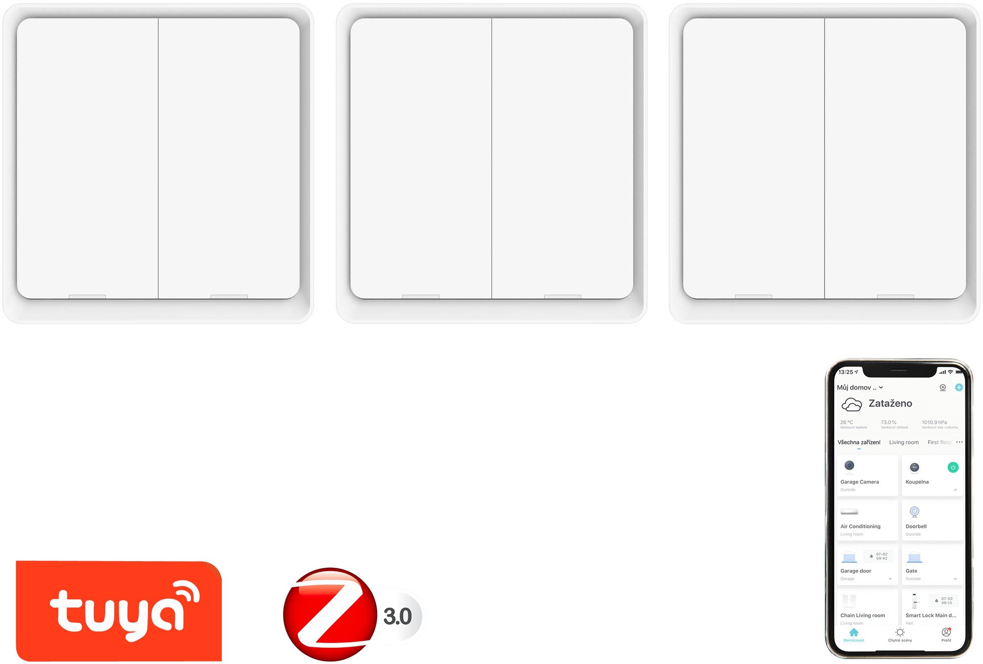 Immax NEO Smart sada 3× vypínač 2-tlačidlový Zigbee 3.0 Vypínač